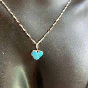 Turquoise Heart Pendant Necklace, silver necklace